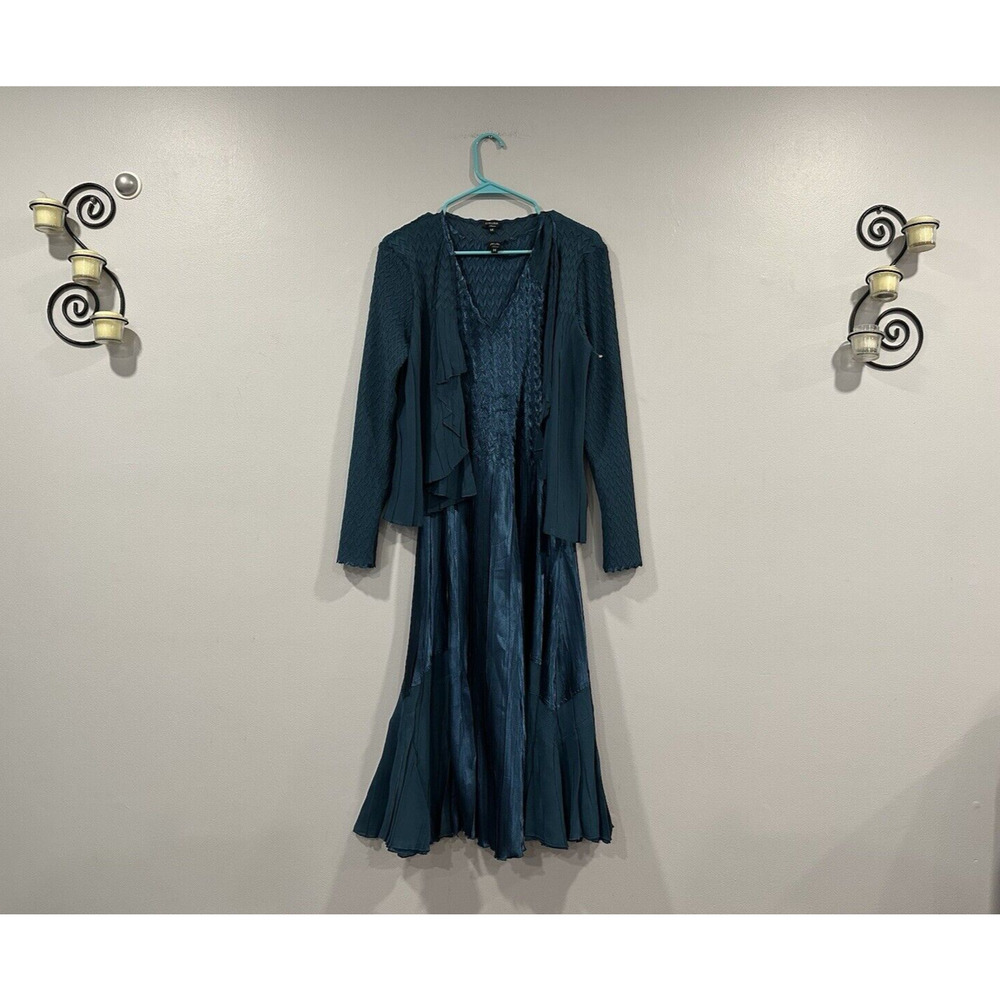 Komarov Ruffle Front Short Jacket Dress Mediterranea Set Medium M NWOT